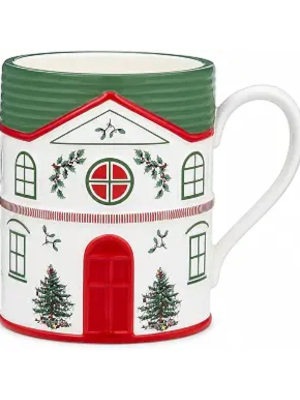 Spode Christmas Village Green Mug 14 Oz Holiday Winter Scene NIB